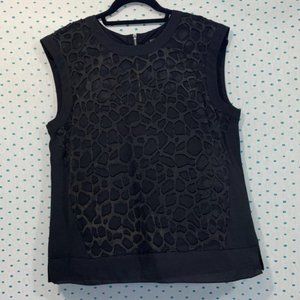 Vince Camuto Black Sheer Sleeveless Blouse